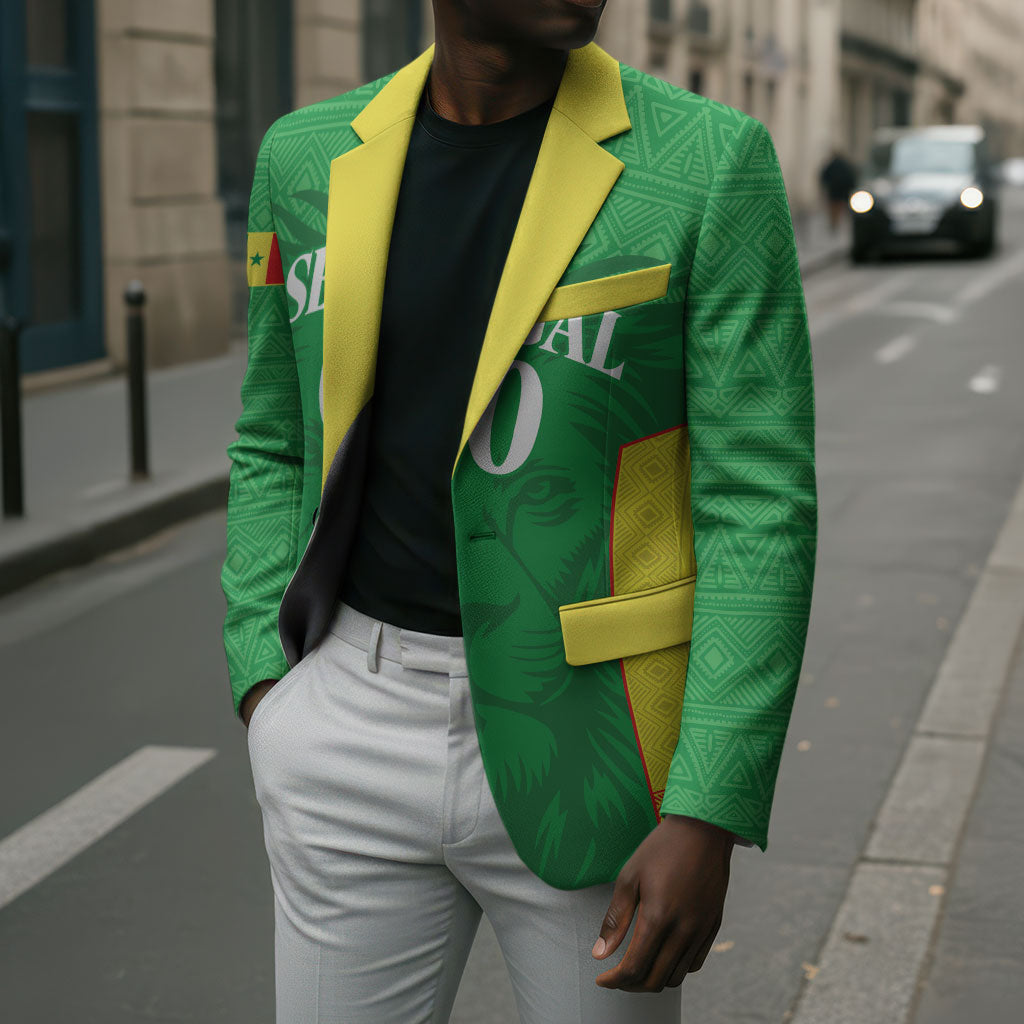Senegal Basketball 2026 Custom Blazer Come On Lions African Pattern