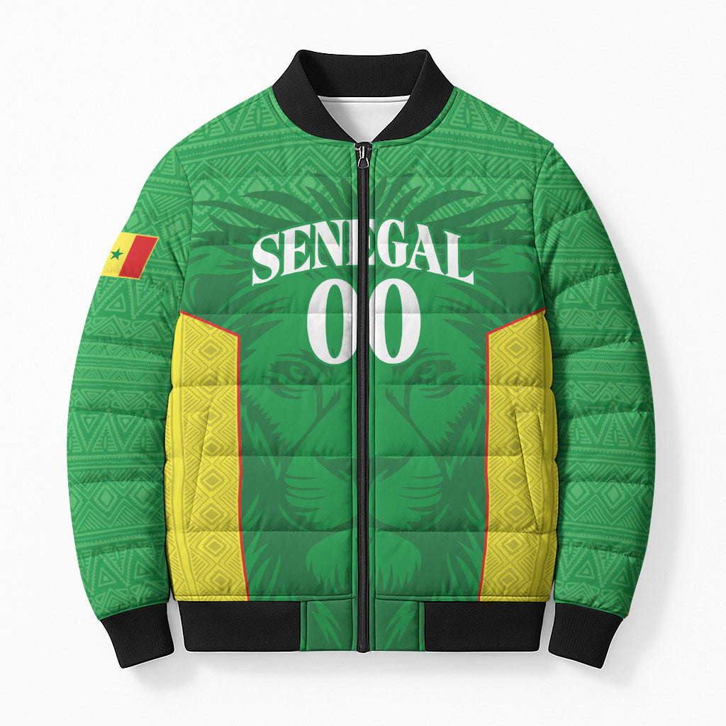 Senegal Basketball 2026 Custom Bomber Puffer Jacket Come On Lions African Pattern