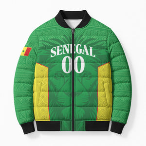 Senegal Basketball 2026 Custom Bomber Puffer Jacket Come On Lions African Pattern