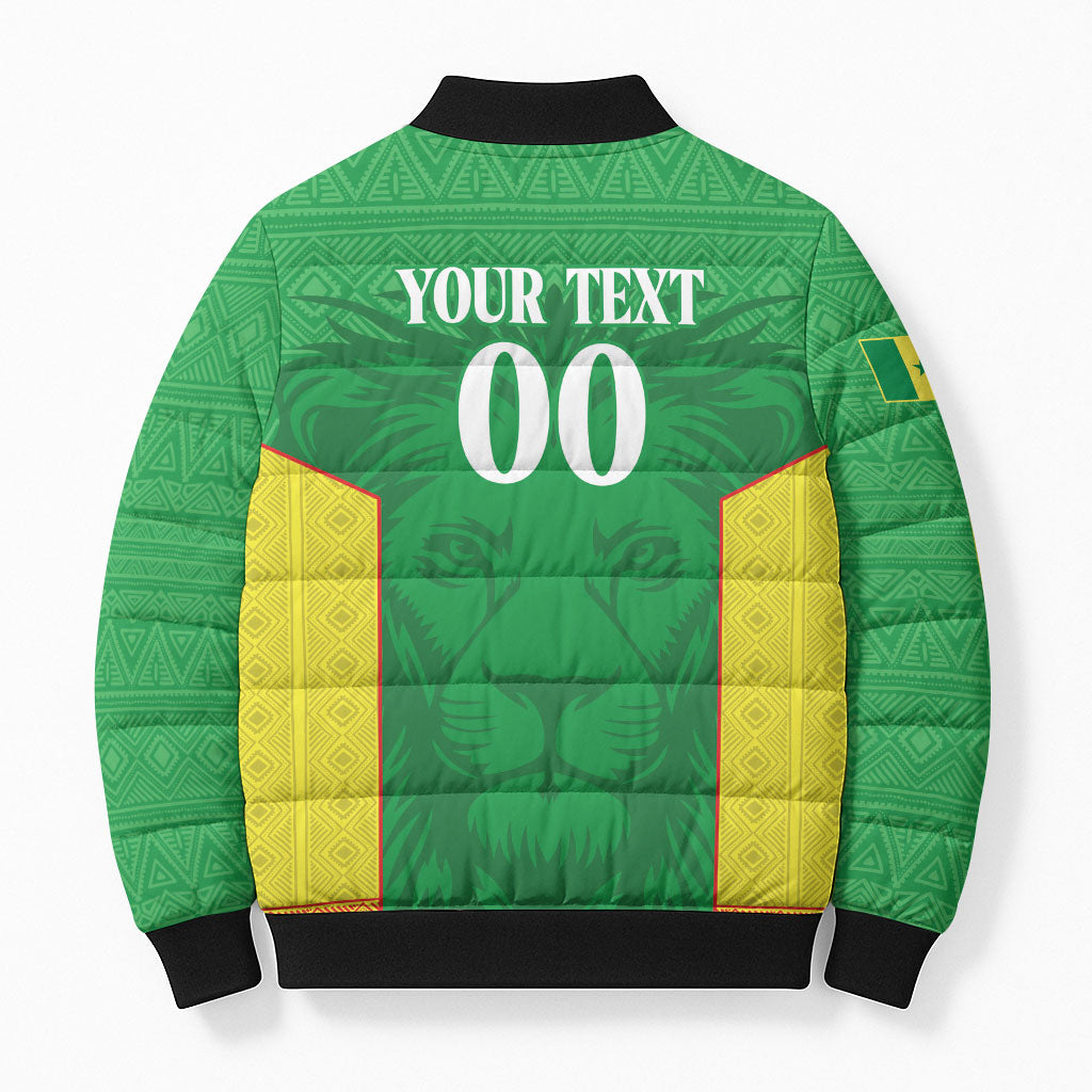 Senegal Basketball 2026 Custom Bomber Puffer Jacket Come On Lions African Pattern