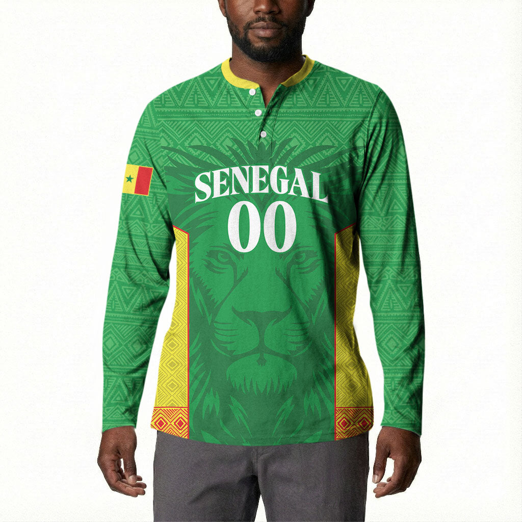 Senegal Basketball 2026 Custom Button Sweatshirt Come On Lions African Pattern