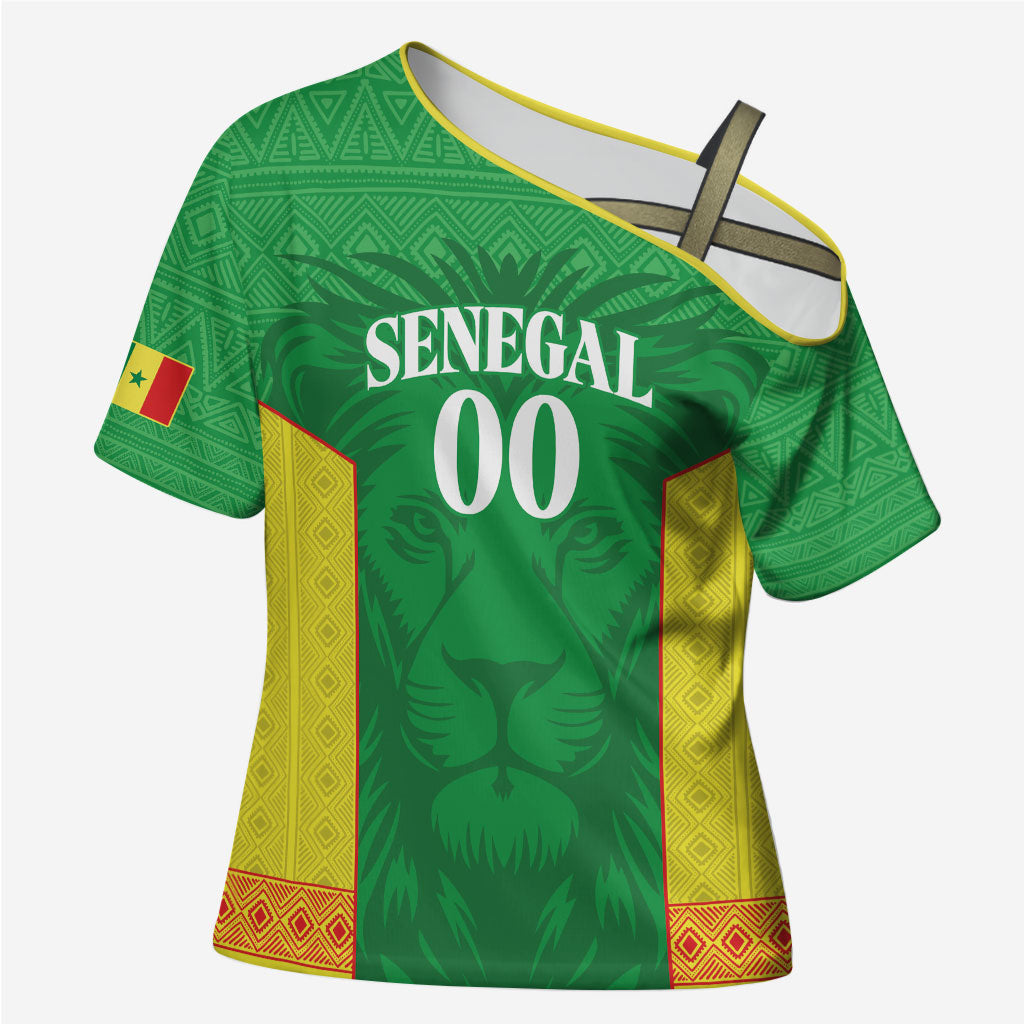 Senegal Basketball 2026 Custom Cross Shoulder Shirt Come On Lions African Pattern