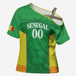 Senegal Basketball 2026 Custom Cross Shoulder Shirt Come On Lions African Pattern
