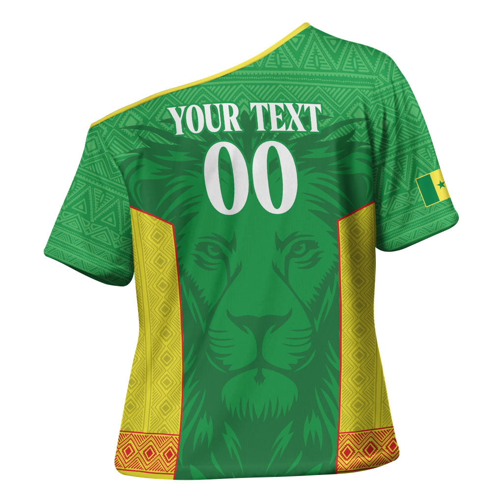 Senegal Basketball 2026 Custom Cross Shoulder Shirt Come On Lions African Pattern
