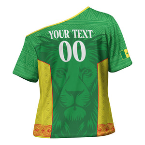 Senegal Basketball 2026 Custom Cross Shoulder Shirt Come On Lions African Pattern