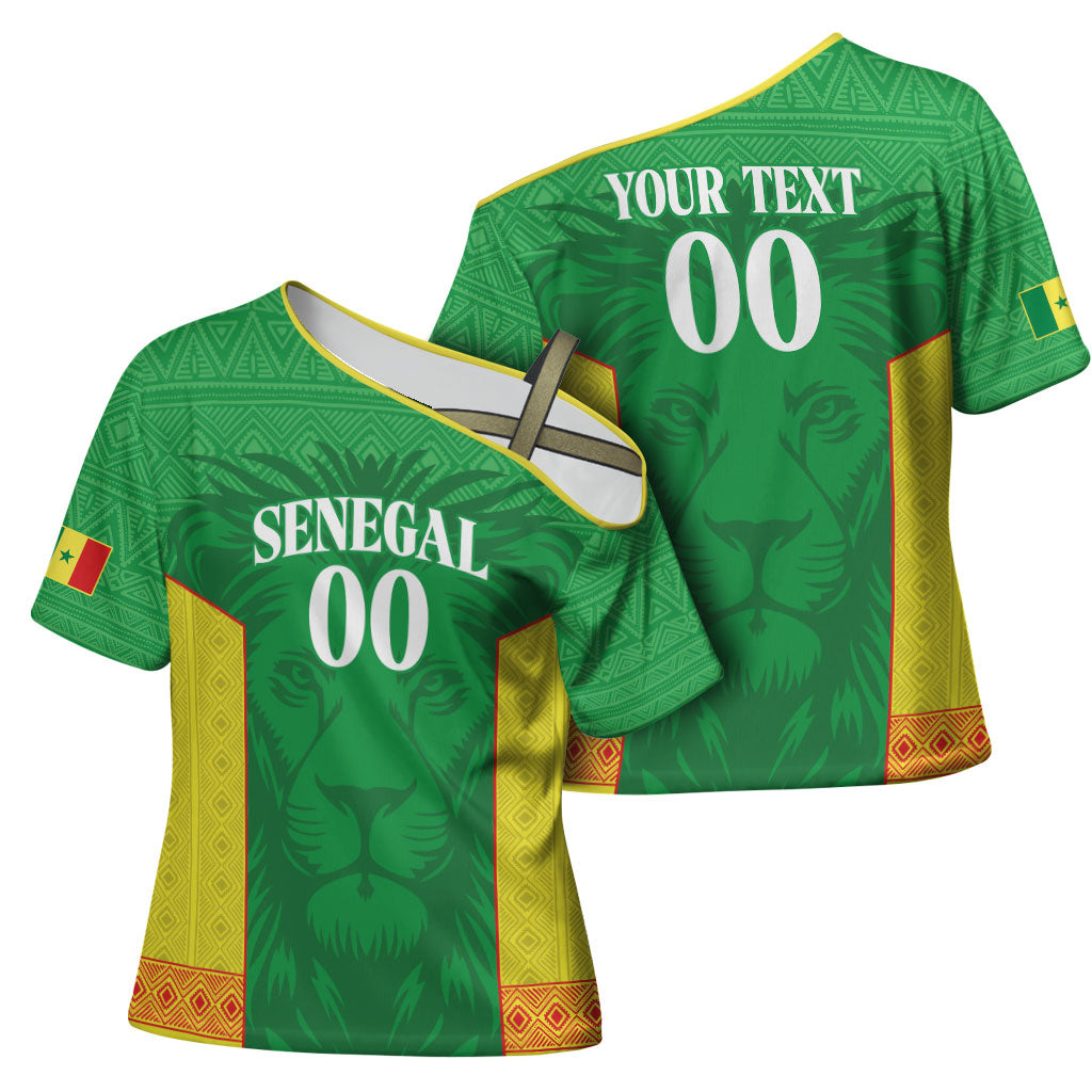 Senegal Basketball 2026 Custom Cross Shoulder Shirt Come On Lions African Pattern