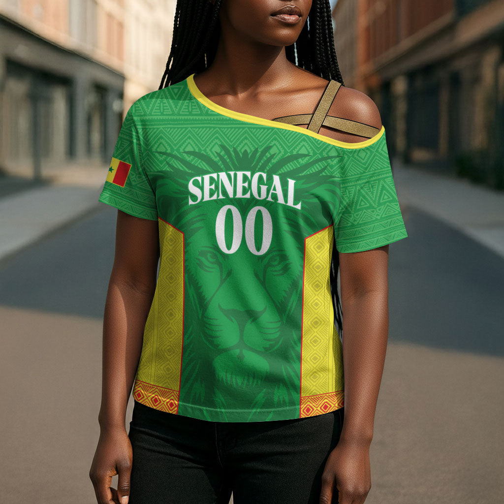 Senegal Basketball 2026 Custom Cross Shoulder Shirt Come On Lions African Pattern