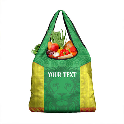 Senegal Basketball 2026 Custom Grocery Bag Come On Lions African Pattern