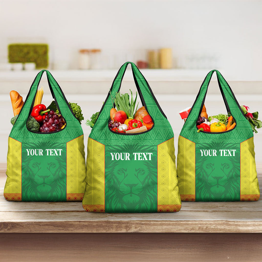 Senegal Basketball 2026 Custom Grocery Bag Come On Lions African Pattern