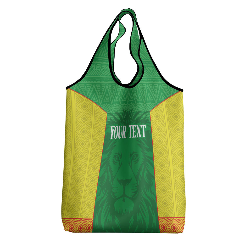 Senegal Basketball 2026 Custom Grocery Bag Come On Lions African Pattern