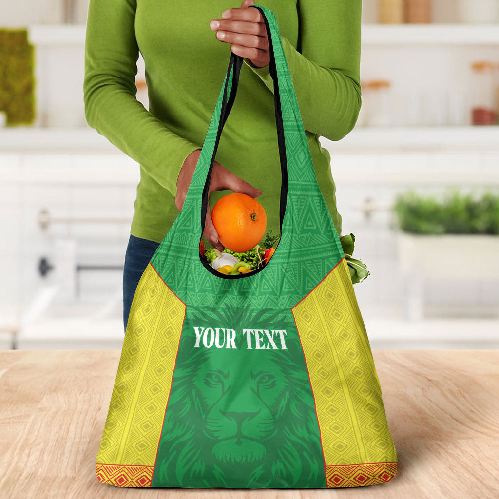 Senegal Basketball 2026 Custom Grocery Bag Come On Lions African Pattern