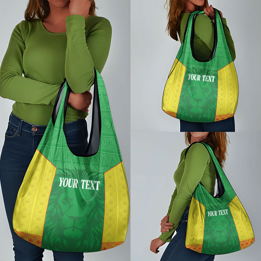 Senegal Basketball 2026 Custom Grocery Bag Come On Lions African Pattern