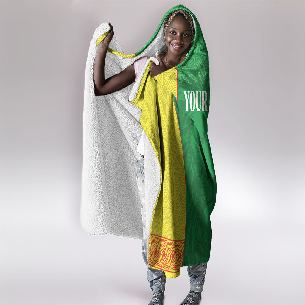 Senegal Basketball 2026 Custom Hooded Blanket Come On Lions African Pattern