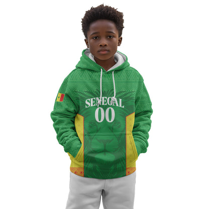 Senegal Basketball 2026 Custom Kid Hoodie Come On Lions African Pattern