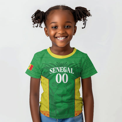 Senegal Basketball 2026 Custom Kid T shirt Come On Lions African Pattern