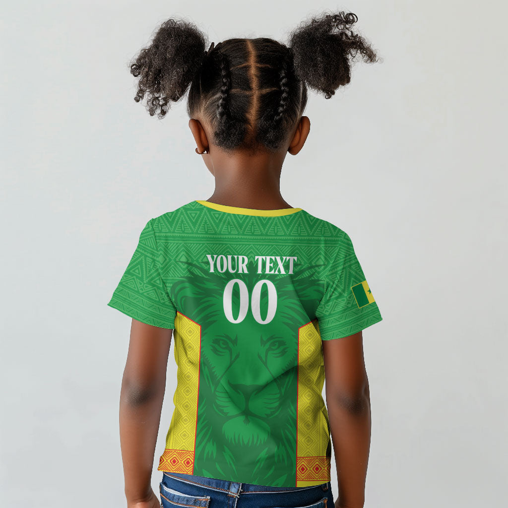 Senegal Basketball 2026 Custom Kid T shirt Come On Lions African Pattern