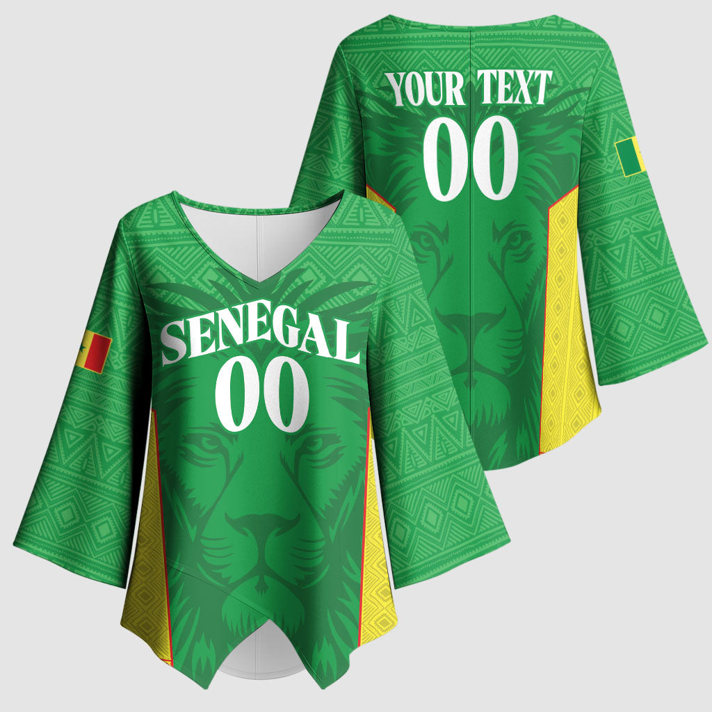Senegal Basketball 2026 Custom Kimono Sleeve Blouse Come On Lions African Pattern