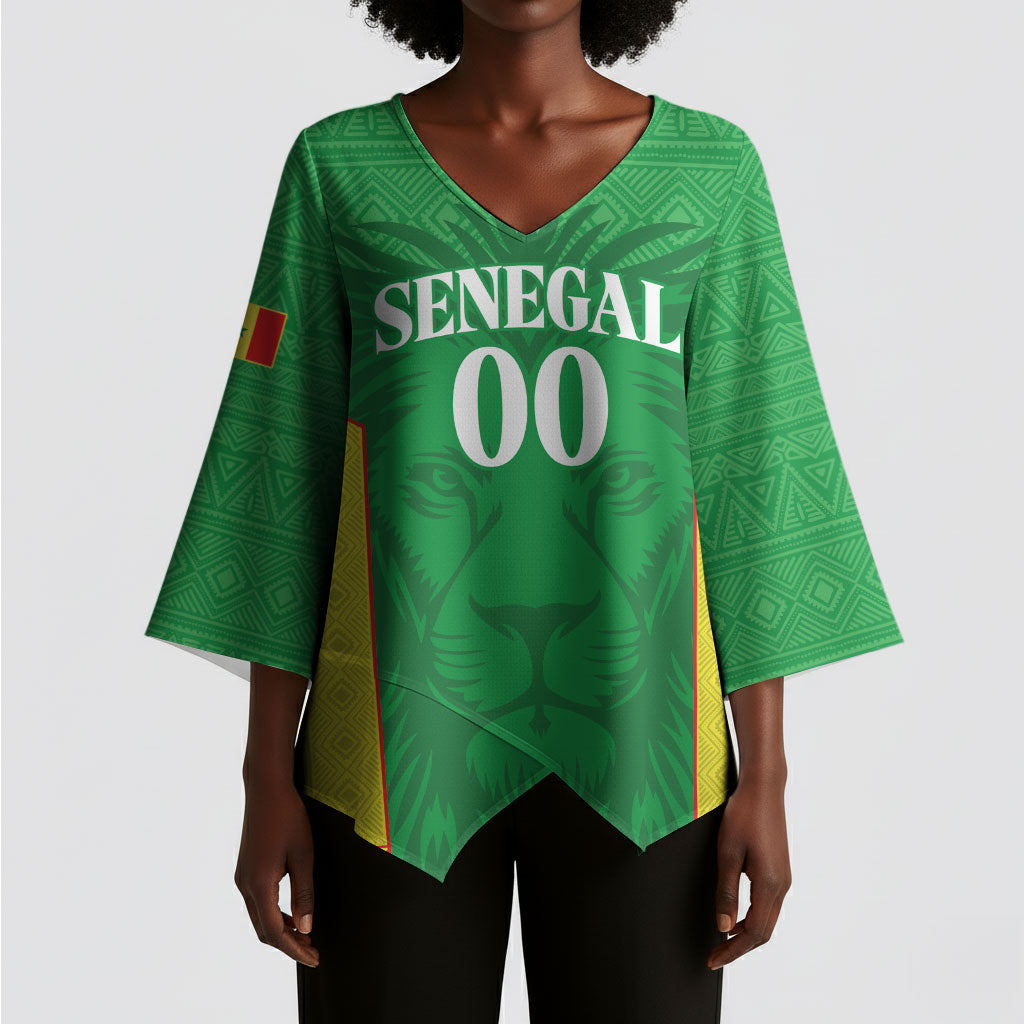 Senegal Basketball 2026 Custom Kimono Sleeve Blouse Come On Lions African Pattern