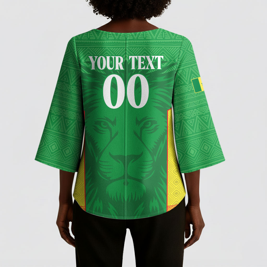 Senegal Basketball 2026 Custom Kimono Sleeve Blouse Come On Lions African Pattern