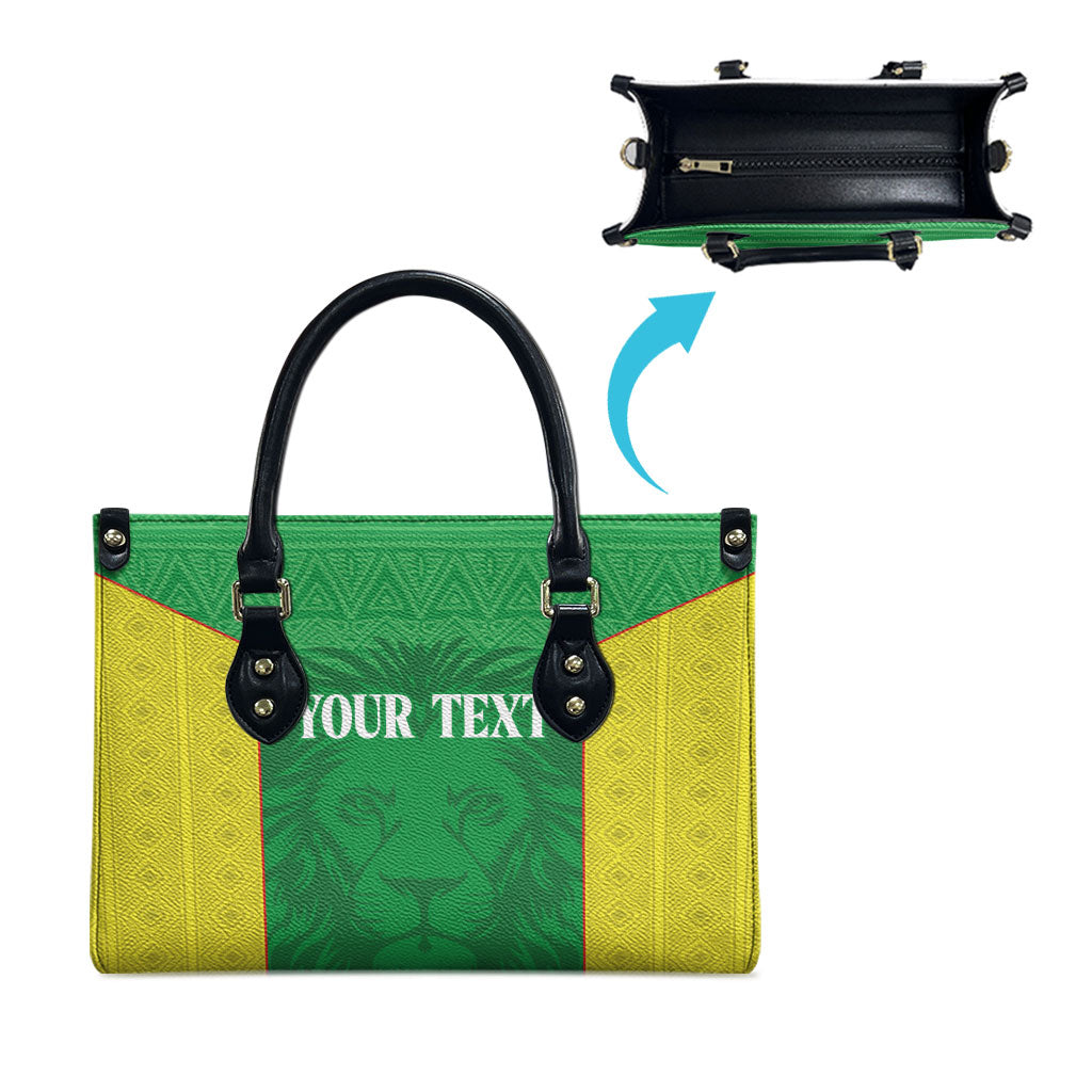 Senegal Basketball 2026 Custom Leather Bag Come On Lions African Pattern