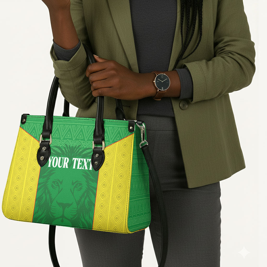 Senegal Basketball 2026 Custom Leather Bag Come On Lions African Pattern