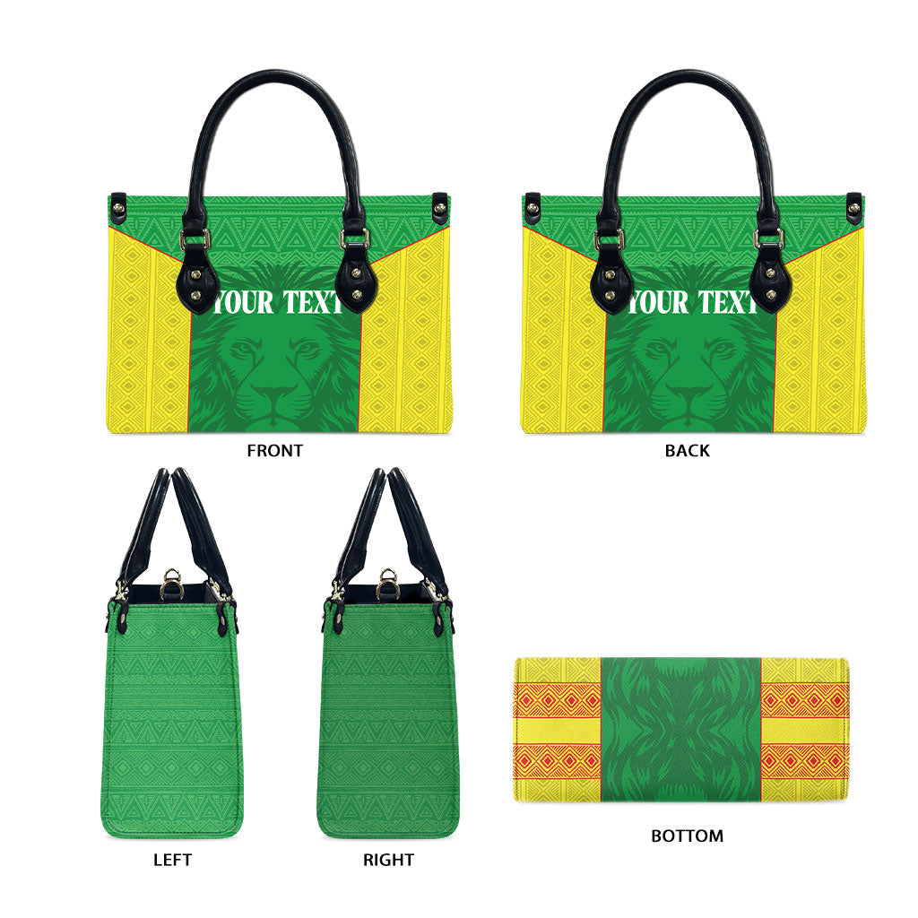 Senegal Basketball 2026 Custom Leather Bag Come On Lions African Pattern