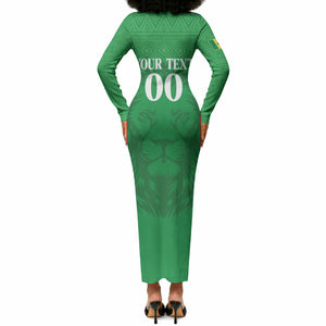 Senegal Basketball 2026 Custom Long Sleeve Bodycon Dress Come On Lions African Pattern