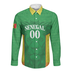 Senegal Basketball 2026 Custom Long Sleeve Button Shirt Come On Lions African Pattern