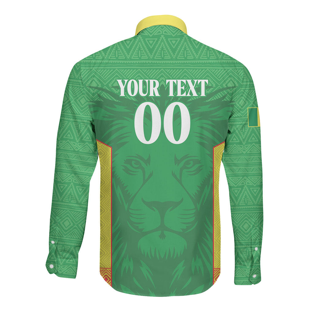 Senegal Basketball 2026 Custom Long Sleeve Button Shirt Come On Lions African Pattern