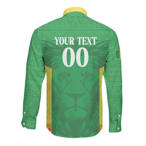 Senegal Basketball 2026 Custom Long Sleeve Button Shirt Come On Lions African Pattern