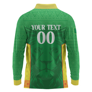 Senegal Basketball 2026 Custom Long Sleeve Polo Shirt Come On Lions African Pattern