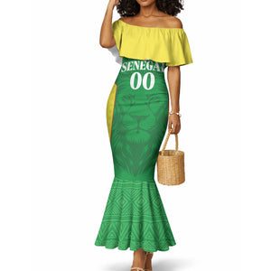 Senegal Basketball 2026 Custom Mermaid Dress Come On Lions African Pattern