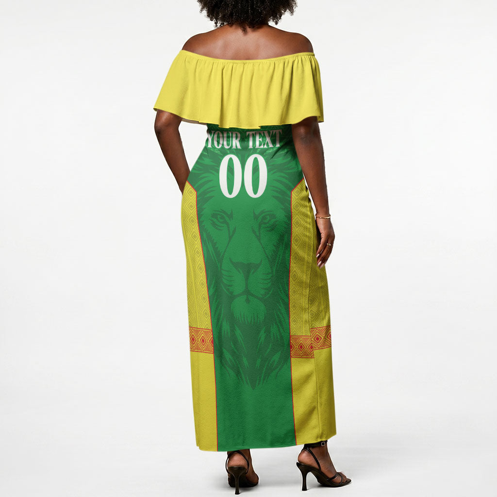 Senegal Basketball 2026 Custom Off Shoulder Maxi Dress Come On Lions African Pattern