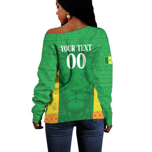 Senegal Basketball 2026 Custom Off Shoulder Sweater Come On Lions African Pattern