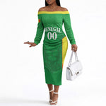 Senegal Basketball 2026 Custom Off The Shoulder Long Sleeve Dress Come On Lions African Pattern