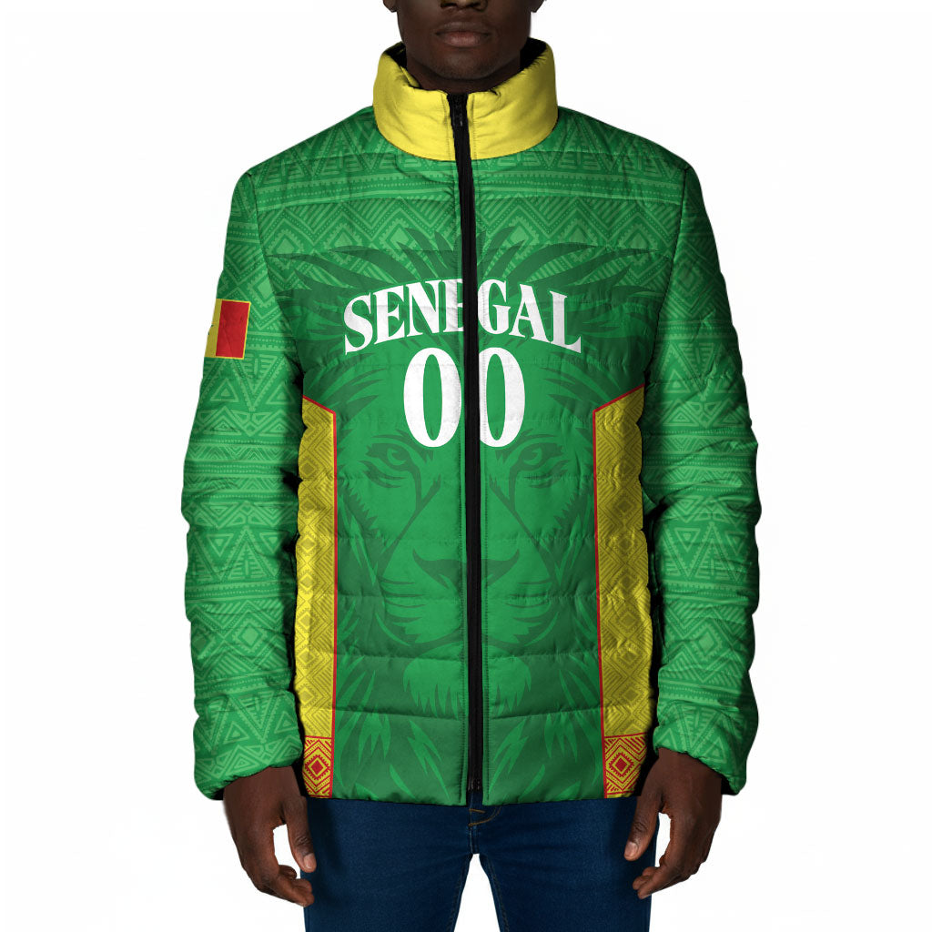 Senegal Basketball 2026 Custom Padded Jacket Come On Lions African Pattern