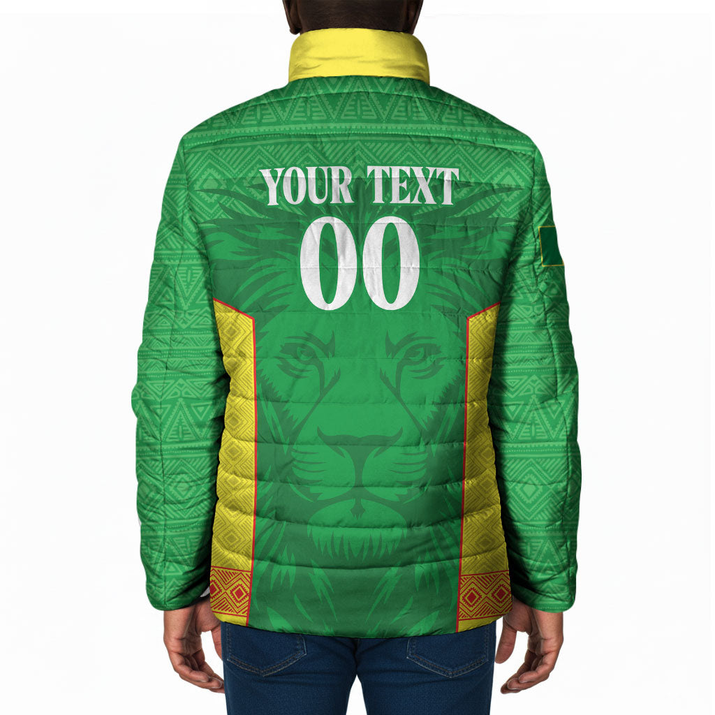 Senegal Basketball 2026 Custom Padded Jacket Come On Lions African Pattern