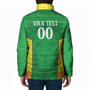 Senegal Basketball 2026 Custom Padded Jacket Come On Lions African Pattern