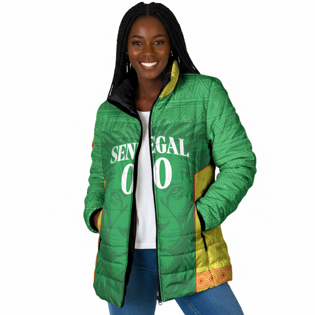 Senegal Basketball 2026 Custom Padded Jacket Come On Lions African Pattern
