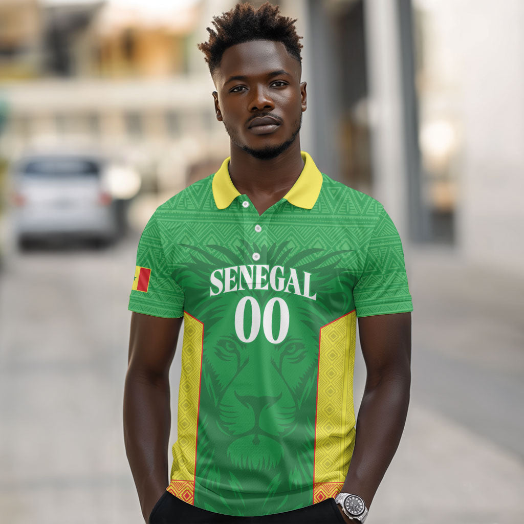 Senegal Basketball 2026 Custom Polo Shirt Come On Lions African Pattern