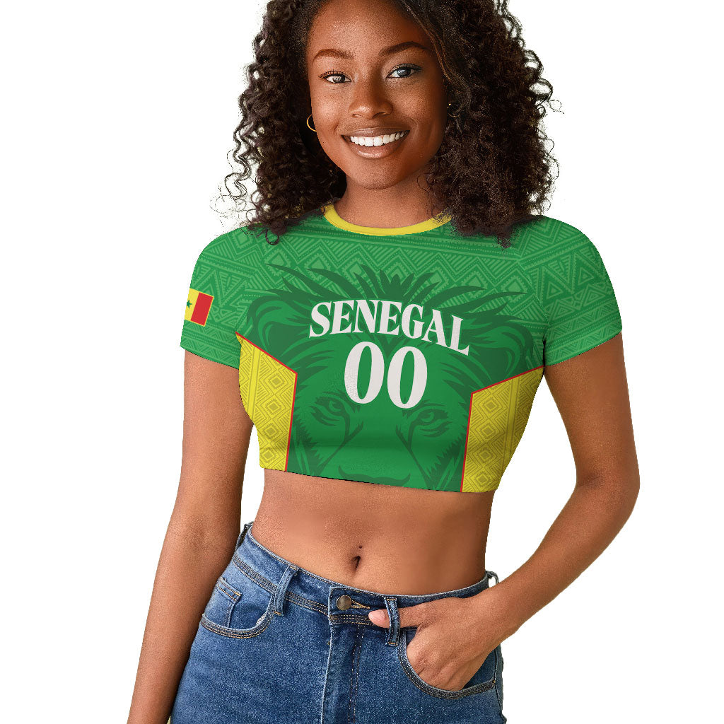 Senegal Basketball 2026 Custom Raglan Cropped T shirt Come On Lions African Pattern