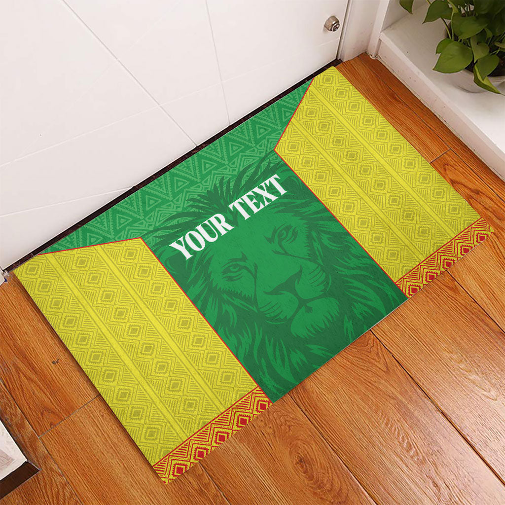 Senegal Basketball 2026 Custom Rubber Doormat Come On Lions African Pattern