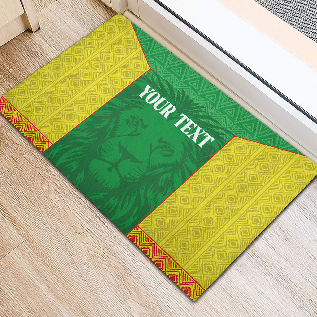 Senegal Basketball 2026 Custom Rubber Doormat Come On Lions African Pattern
