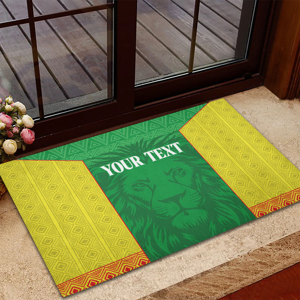 Senegal Basketball 2026 Custom Rubber Doormat Come On Lions African Pattern