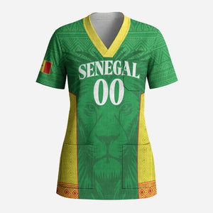 Senegal Basketball 2026 Custom Scrub Top Come On Lions African Pattern