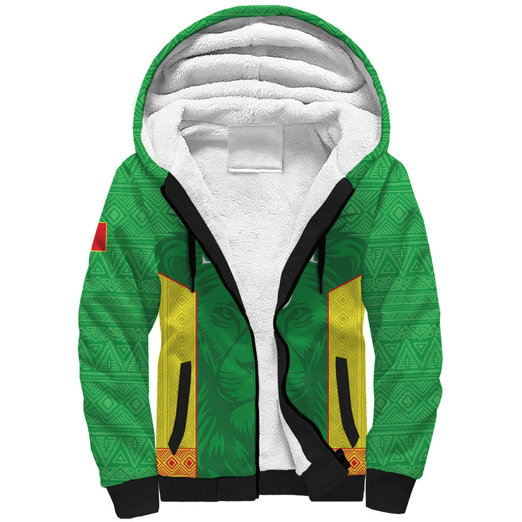 Senegal Basketball 2026 Custom Sherpa Hoodie Come On Lions African Pattern