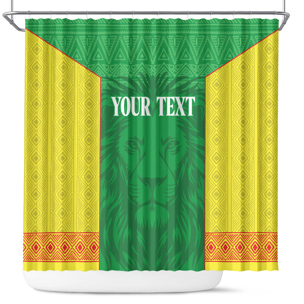 Senegal Basketball 2026 Custom Shower Curtain Come On Lions African Pattern