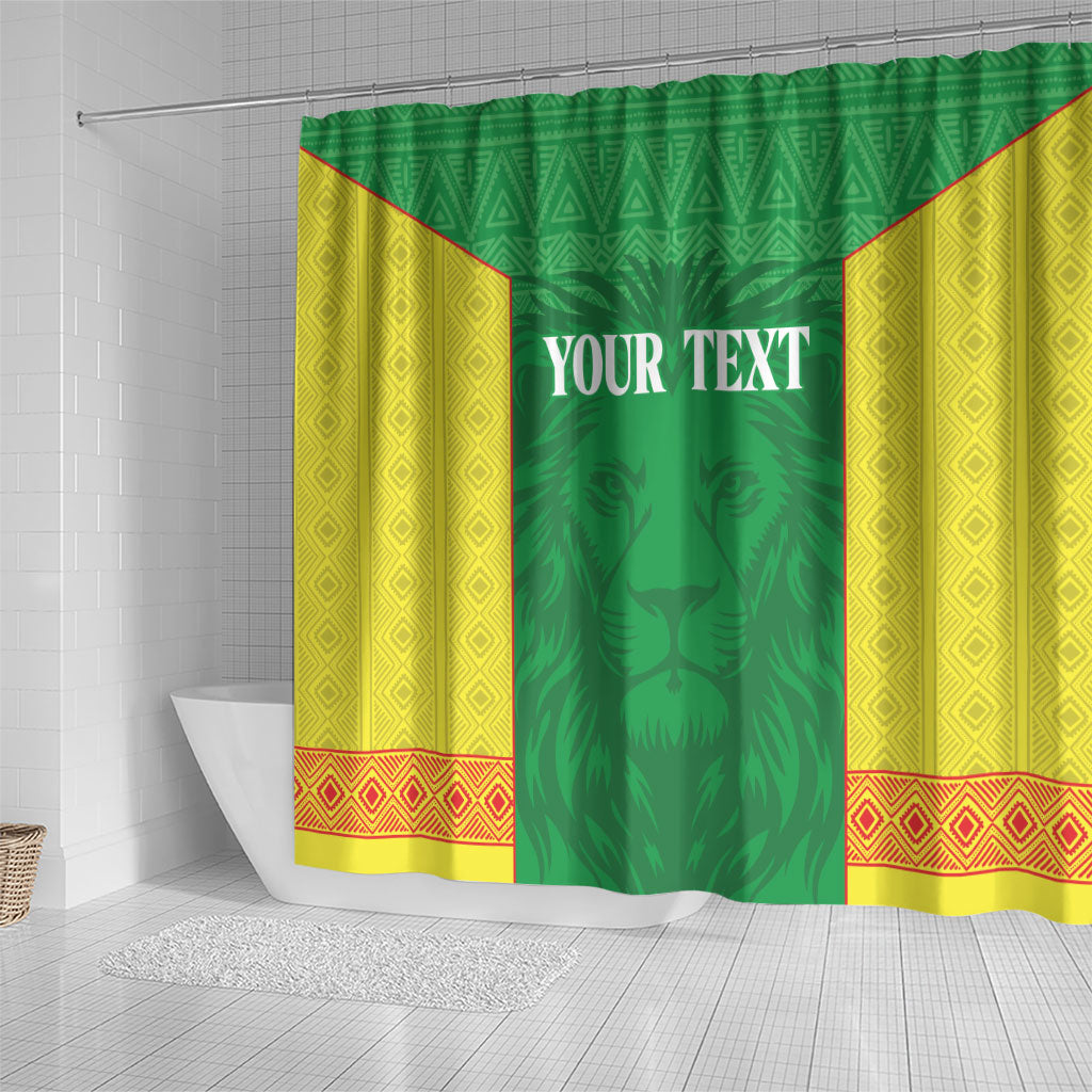 Senegal Basketball 2026 Custom Shower Curtain Come On Lions African Pattern