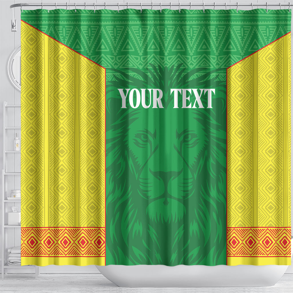 Senegal Basketball 2026 Custom Shower Curtain Come On Lions African Pattern