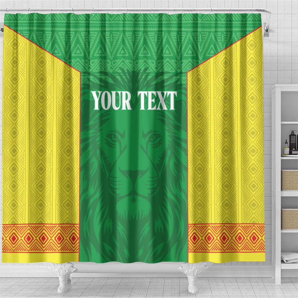 Senegal Basketball 2026 Custom Shower Curtain Come On Lions African Pattern